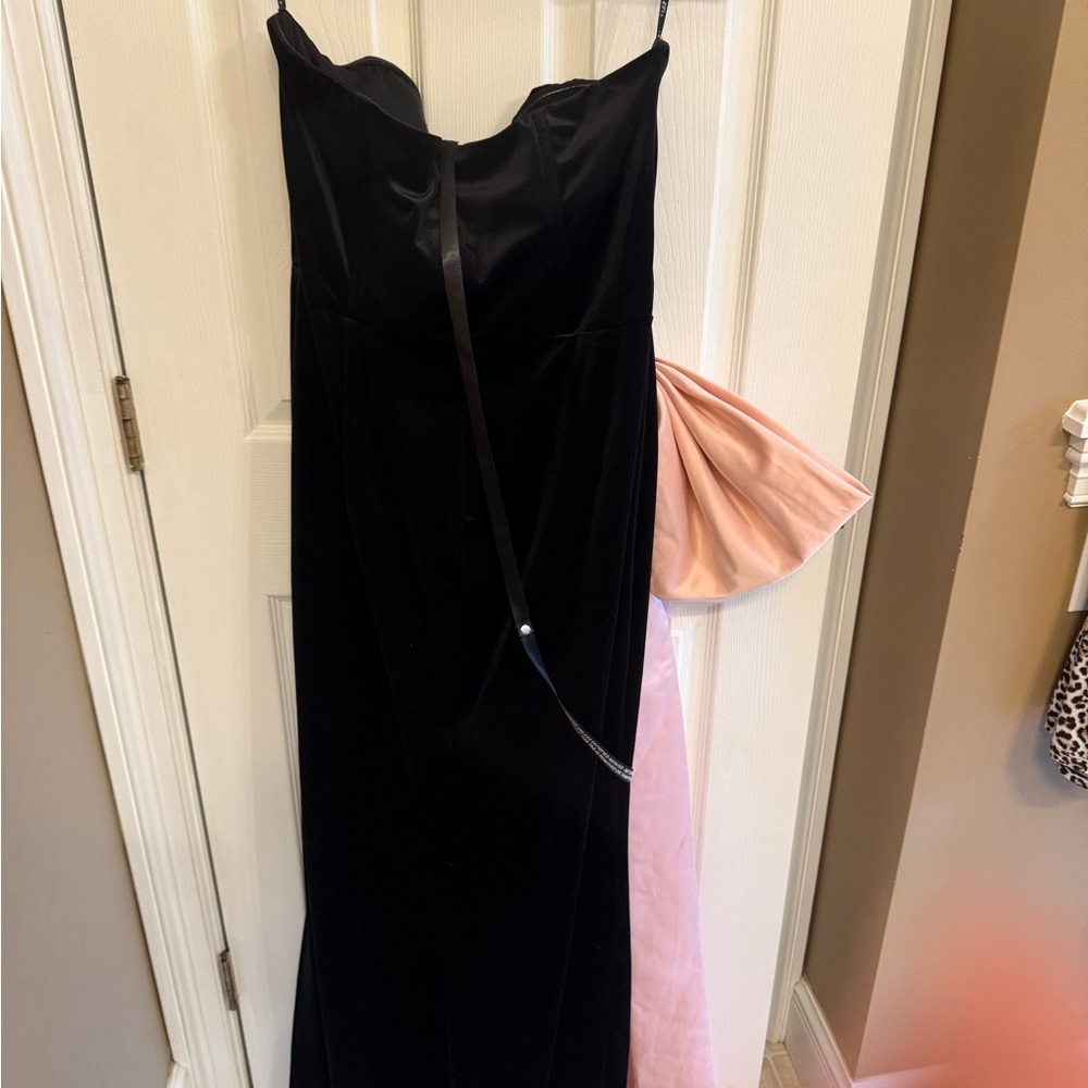 Club L London Black Velvet Bandeau Split Maxi Dress - Picture 9 of 10